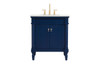 30 Inch Single Bathroom Vanity In Blue With Ivory White Engineered Marble (VF13030BL-VW)