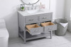 36 Inch Single Bathroom Vanity In Gray With Backsplash (VF19036GR-BS)