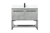 Elegant Furniture and Lighting 40 Inch Single Bathroom Vanity In Concrete Grey With Backsplash (VF42540MCG-BS)
