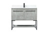 Elegant Furniture and Lighting 40 Inch Single Bathroom Vanity In Concrete Grey With Backsplash (VF42540MCG-BS)