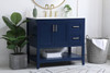 36 Inch Single Bathroom Vanity In Blue With Backsplash (VF16036BL-BS)