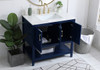 36 Inch Single Bathroom Vanity In Blue With Backsplash (VF16036BL-BS)