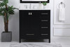 32 Inch Single Bathroom Vanity In Black With Backsplash (VF18832BK-BS)