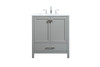 Elegant Furniture and Lighting 30 Inch Single Bathroom Vanity In Grey (VF18830GR)