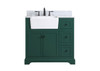 36 Inch Single Bathroom Vanity In Green With Backsplash (VF60236GN-BS)