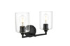 Elegant Furniture and Lighting Mayson 2 Light Black And Clear Bath Sconce (LD7315W14BLK)