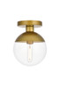 Eclipse 1 Light Brass Flush Mount With Clear Glass (LD6055BR)
