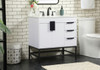 32 Inch Single Bathroom Vanity In White With Backsplash (VF48832MWH-BS)