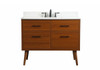 42 Inch Single Bathroom Vanity In Teak With Backsplash (VF41042MTK-BS)