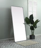 Elegant Furniture and Lighting Soft Corner Metal Rectangle Full Length Mirror 32X72 Inch In Silver (MR80FL3272S)