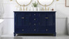 60 Inch Double Bathroom Vanity In Blue (VF30560DBL)