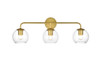 Genesis 3 Light Brass And Clear Bath Sconce (LD7321W28BRA)
