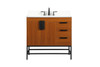 Elegant Furniture and Lighting 36 Inch Single Bathroom Vanity In Teak With Backsplash (VF48836MTK-BS)