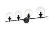 Jaelynn 4 Light Black And Clear Bath Sconce (LD7318W38BLK)