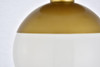 Elegant Furniture and Lighting Eclipse 1 Light Brass Flush Mount With Frosted White Glass (LD6054BR)