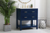 Elegant Furniture and Lighting 30 Inch Single Bathroom Vanity In Blue (VF19030BL)