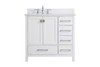 36 Inch Single Bathroom Vanity In White With Backsplash (VF18836WH-BS)
