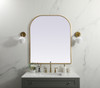 Elegant Furniture and Lighting Metal Frame Arch Mirror 36X34 Inch In Brass (MR1B3634BRS)