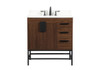32 Inch Single Bathroom Vanity In Walnut With Backsplash (VF48832MWT-BS)
