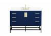 Elegant Furniture and Lighting 48 Inch Single Bathroom Vanity In Blue With Backsplash (VF488W48MBL-BS)