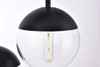 Eclipse 3 Lights Black Pendant With Clear Glass (LD6069BK)