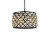 Madison 6 Light Matte Black Pendant Golden Teak (Smoky) Royal Cut Crystal (1206D20MB-GT/RC)