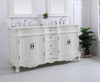 60 Inch Double Bathroom Vanity In Antique White With Ivory White Engineered Marble (VF10160DAW-VW)