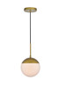 Eclipse 1 Light Brass Pendant With Frosted White Glass (LD6030BR)