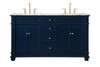 60 Inch Double Bathroom Vanity Set In Blue (VF50060DBL)