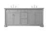 72 Inch Double Bathroom Vanity In Grey (VF53072DGR)