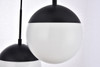 Eclipse 3 Lights Black Pendant With Frosted White Glass (LD6068BK)