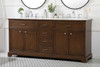 72 Inch Double Bathroom Vanity In Teak (VF15072DTK)
