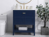 30 Inch Single Bathroom Vanity In Blue With Backsplash (VF16430BL-BS)