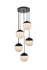Eclipse 5 Lights Black Pendant With Frosted White Glass (LD6074BK)