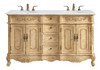 Elegant Furniture and Lighting 60 Inch Double Bathroom Vanity In Antique Beige With Ivory White Engineered Marble (VF10160DAB-VW)