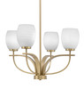 Cavella 4 Light, Uplight, Chandelier, New Age Brass Finish, 5" White Linen Glass (3904-NAB-615)