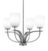 Cavella 4 Light, Uplight, Chandelier, Graphite Finish, 5" White Linen Glass (3904-GP-615)