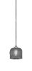 Zilo Stem Mini Pendant, Graphite Finish, 6" Smoke Textured Glass (560-GP-4612)