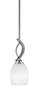 Cavella Stem Hung Mini Pendant, Graphite Finish, 5" White Linen Glass  (3901-GP-615)