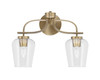 Cavella 2 Light Bath Bar, New Age Brass Finish, 5" Clear Bubble Glass (3912-NAB-210)