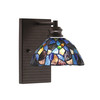 Edge Wall Sconce, Espresso Finish, 7" Blue Mosaic Art Glass (1161-ES-9955)