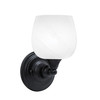 Wall Sconce, Matte Black Finish, 6" White Marble Glass (40-MB-4811)