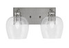 Edge 2 Light Bath Bar, Brushed Nickel Finish, 6" Clear Bubble Glass (1162-BN-4810)
