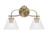 Cavella 2 Light Bath Bar, New Age Brass Finish, 7" Clear Bubble Glass (3912-NAB-302)