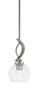 Cavella Stem Hung Mini Pendant, Graphite Finish, 5.75" Clear Bubble Glass (3901-GP-4100)