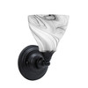 Wall Sconce, Matte Black Finish, 6.25" Onyx Swirl Glass (40-MB-4769)