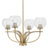 Cavella 4 Light, Uplight, Chandelier, New Age Brass Finish, 5.75" Clear Bubble Glass (3904-NAB-4100)