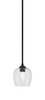 Zilo Stem Mini Pendant, Matte Black Finish, 6" Smoke Bubble Glass (560-MB-4812)
