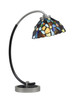 Desk Lamp, Graphite & Matte Black Finish, 7" Blue Mosaic Art Glass (57-GPMB-9955)