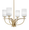 Cavella 4 Light, Uplight, Chandelier, New Age Brass Finish, 4" White Marble Glass (3904-NAB-3001)